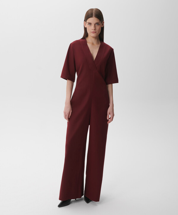 фото Комбинезон с коротким рукавом из текстиля бордовый glvr