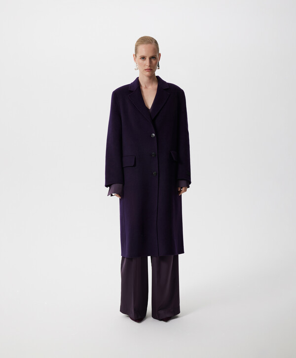 фото Пальто классическое из пальтовой ткани без подкладки фиолетовое glvr (xl)
