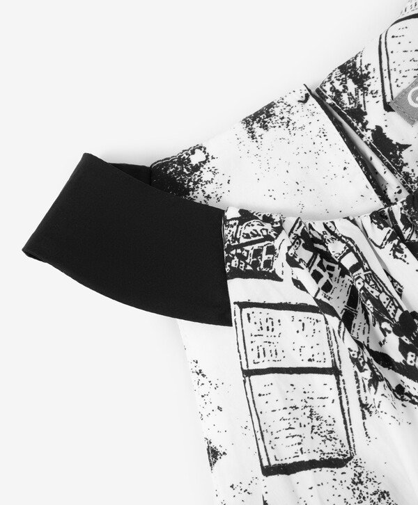 фото Платье-сарафан детское черно-белое с удлиненной спинкой из поплина gulliver