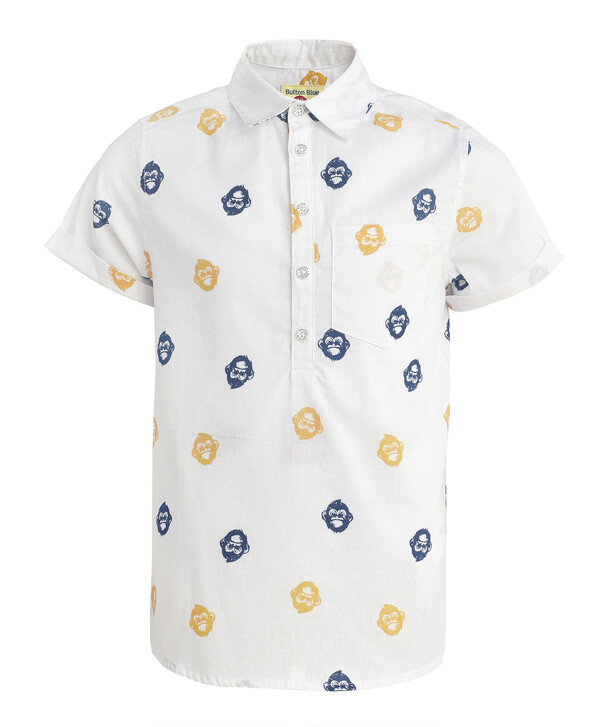 Белая рубашка с орнаментом Button Blue
