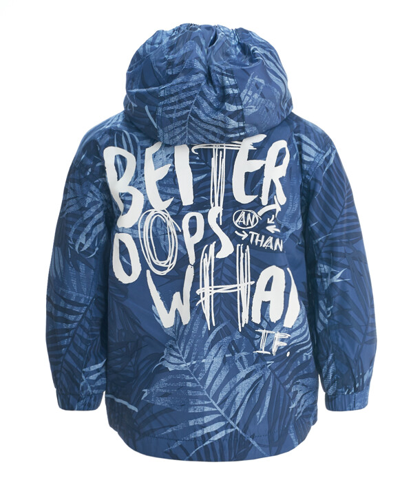 Синяя ветровка с орнаментом Пальмы Button Blue