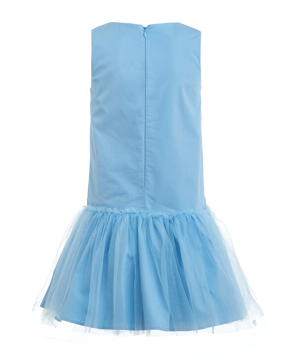 Голубое платье с юбкой из сетки Button Blue