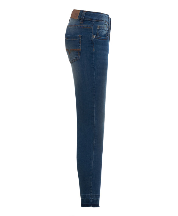 Голубые джинсы слим с потертостями Button Blue