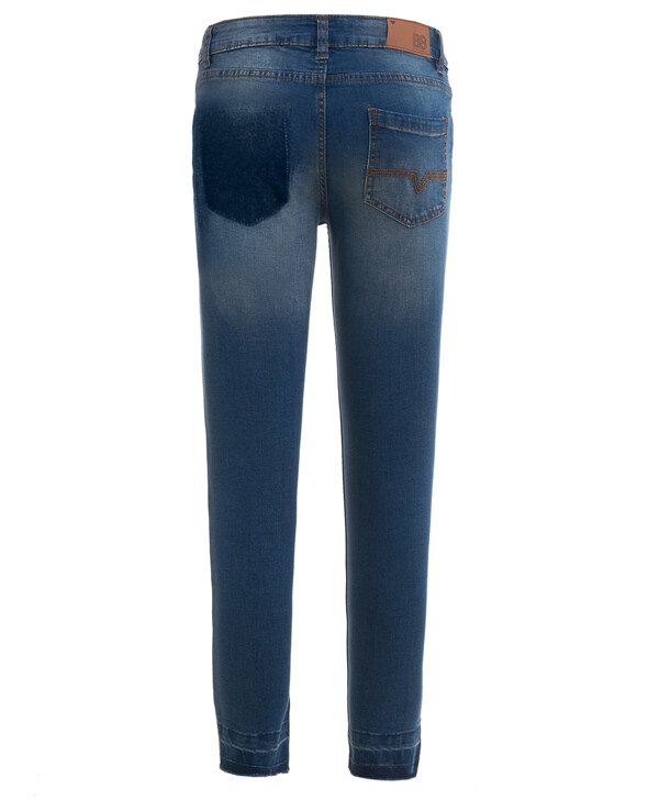 Голубые джинсы слим с потертостями Button Blue