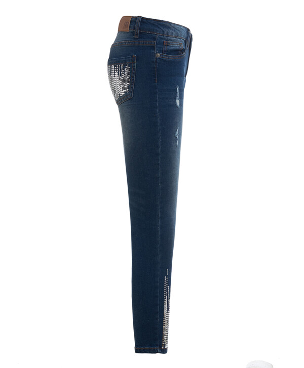 Синие джинсы с пайетками Button Blue