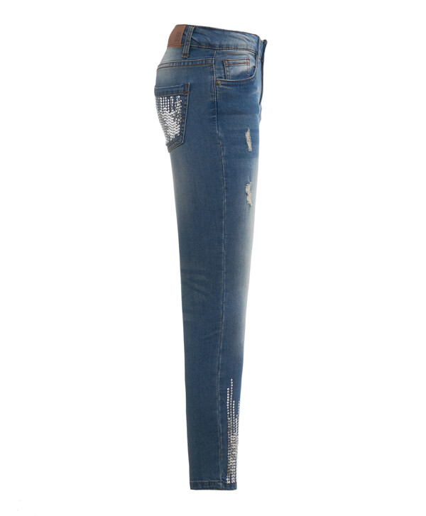 Голубые джинсы с пайетками Button Blue
