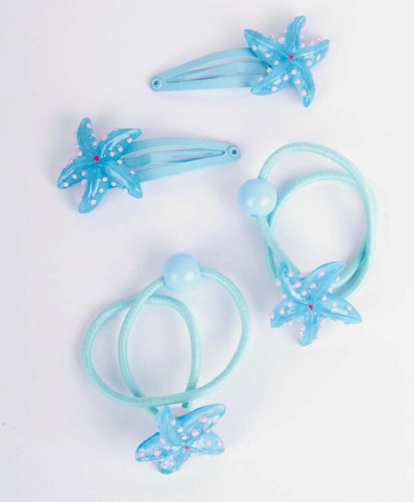 Комплект резинок и заколок, 4 шт. Button Blue