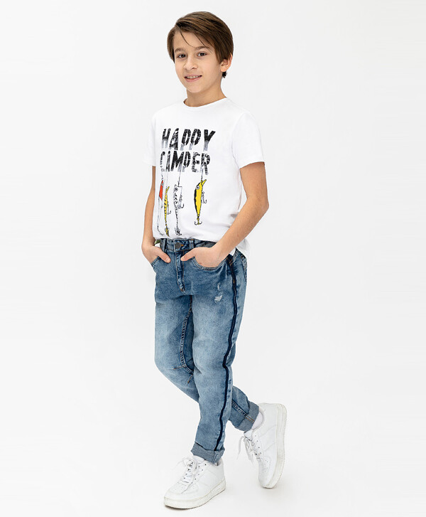 Голубые джинсы Slim Fit Button Blue
