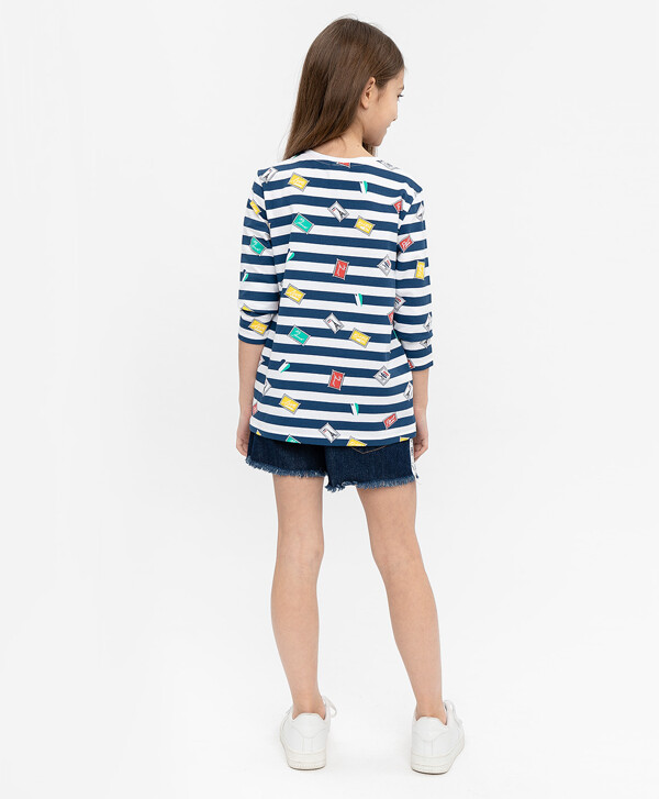 Футболка в полоску с длинным рукавом Button Blue