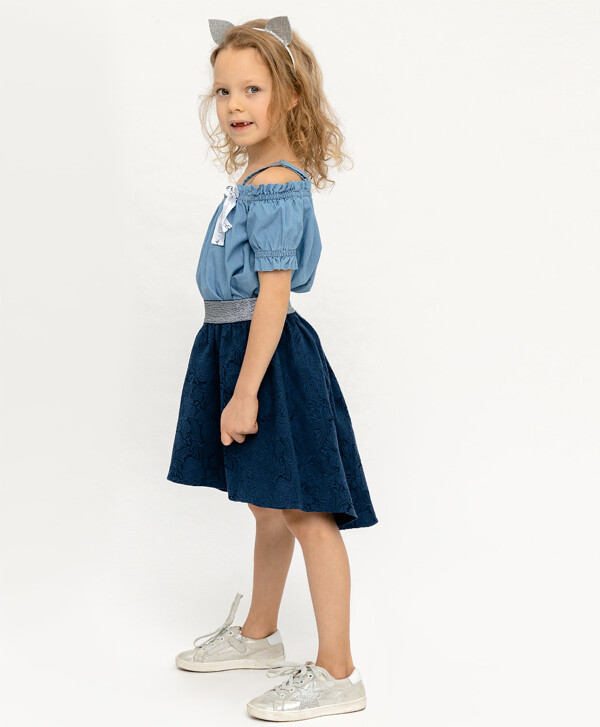 Синяя жаккардовая юбка на резинке Button Blue