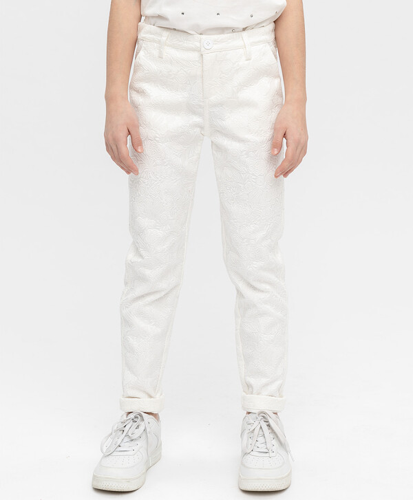 Белые жаккардовые брюки Button Blue