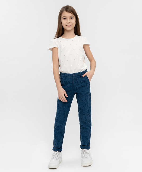 Синие жаккардовые брюки Button Blue