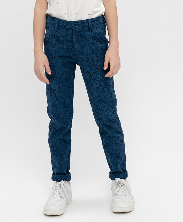 Синие жаккардовые брюки Button Blue