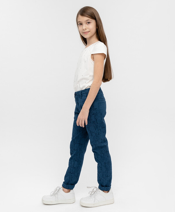 Синие жаккардовые брюки Button Blue
