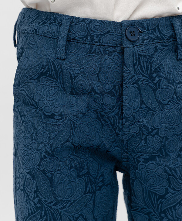 Синие жаккардовые брюки Button Blue