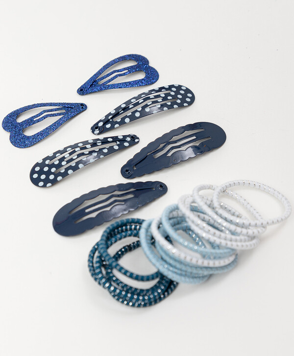 Комплект резинок и заколок для волос, 21 шт. Button Blue