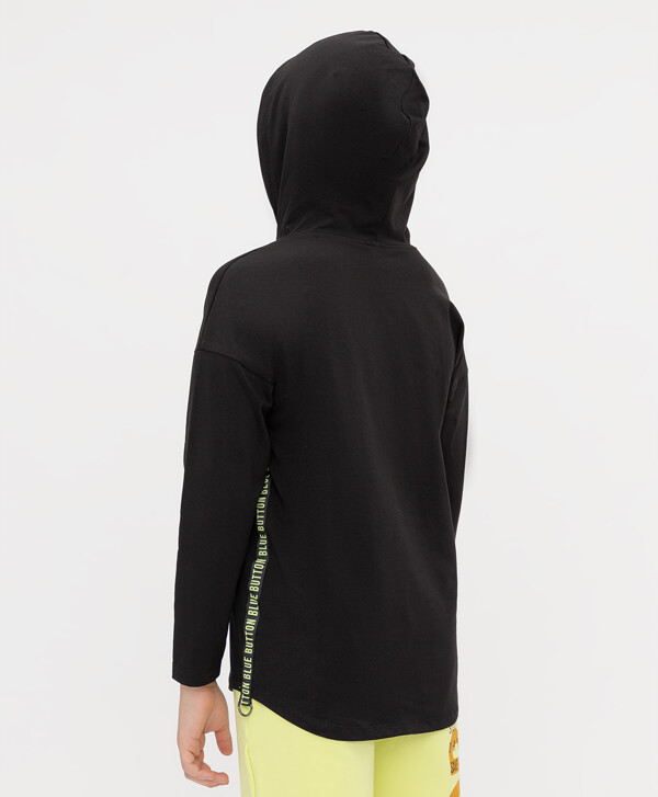 Черный лонгслив Button Blue