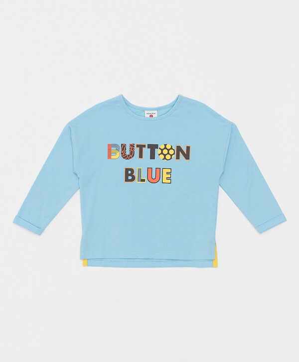 Синий лонгслив Button Blue