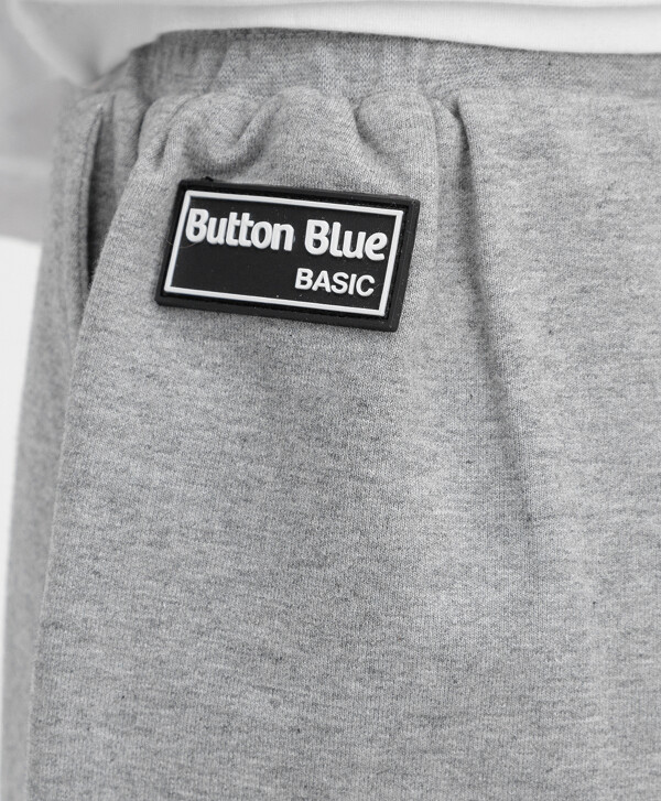 Брюки из футера с комфортной посадкой и прямым силуэтом серые Button Blue
