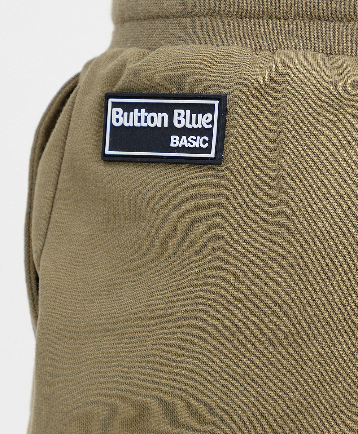 Брюки из футера с эластичным поясом и свободной посадкой хаки Button Blue