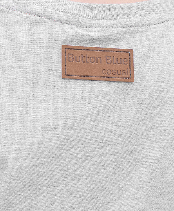 Футболка свободного силуэта со спущенным рукавом серая Button Blue