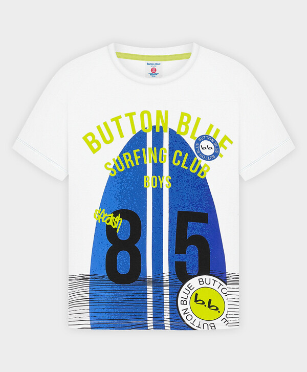 Футболка со спущенным плечом белая Button Blue