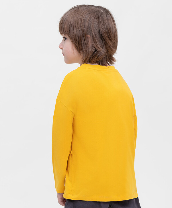 Лонгслив хлопковый с принтом и длинным рукавом желтый Button Blue