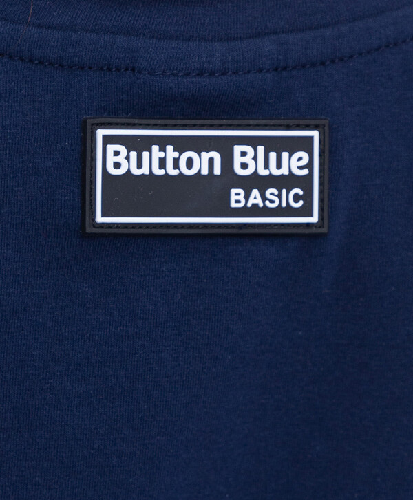 Футболка универсальная из мягкого хлопка с базовым кроем синяя Button Blue