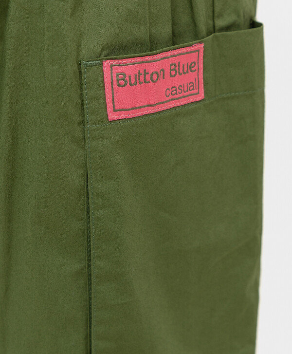 Брюки с поясом и накладными карманами цвета хаки Button Blue