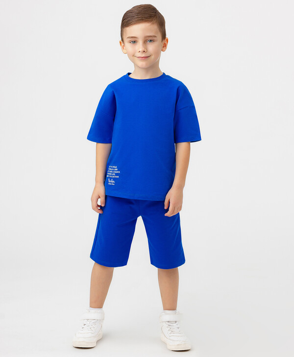 Шорты трикотажные с поясом на резинке синие Button Blue