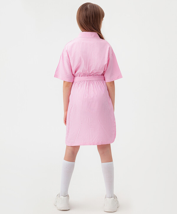 Платье-рубашка в мелкую полоску розовое Button Blue