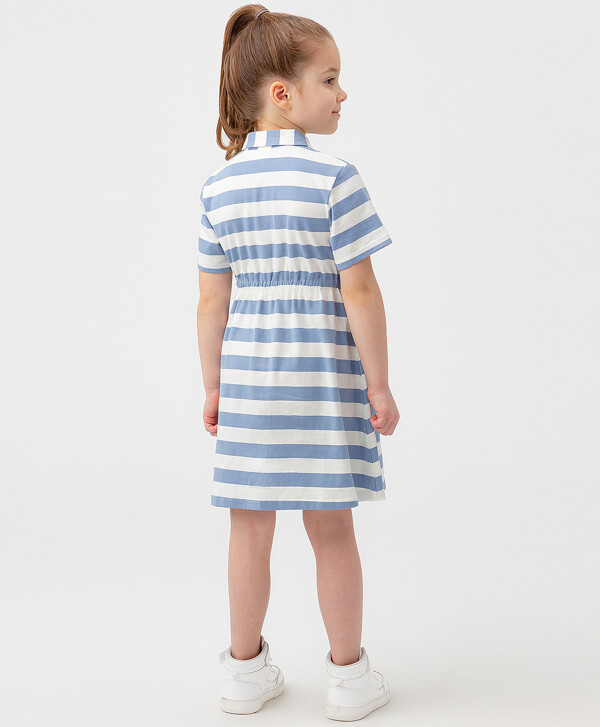 Платье с коротким рукавом в полоску Button Blue