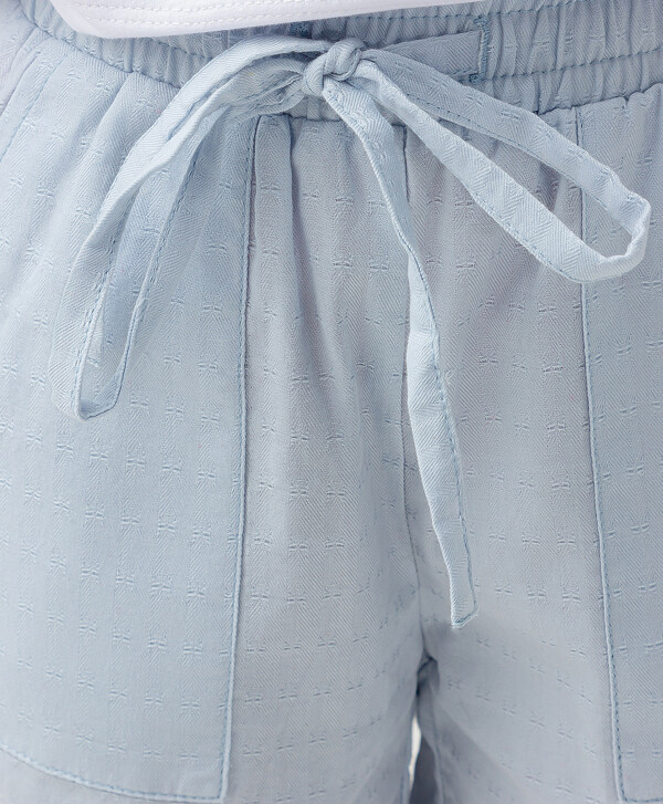Шорты джинсовые из шамбре с драпировкой голубые для девочки Button Blue