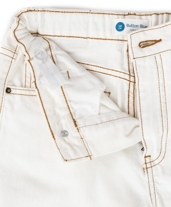 Джинсы carrot fit молочные для девочки Button Blue