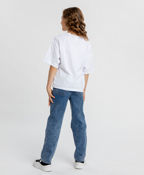 Джинсы straight fit синие  для девочки Button Blue