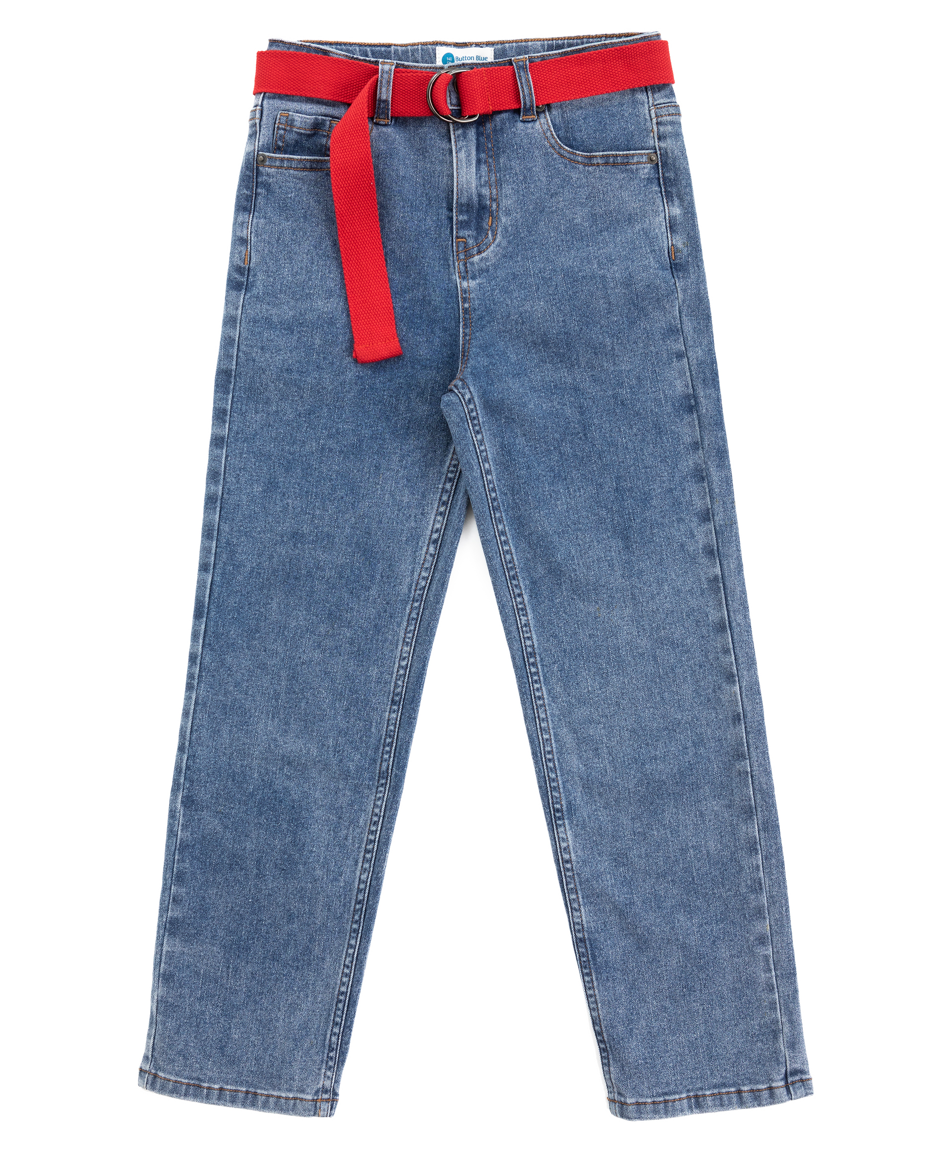 Джинсы straight fit синие  для девочки Button Blue