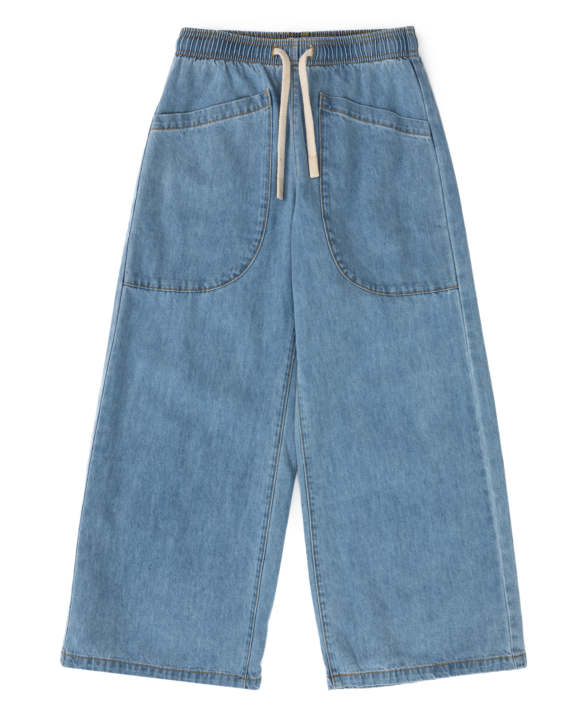 Джинсы relaxed fit с карманами голубые для девочки Button Blue