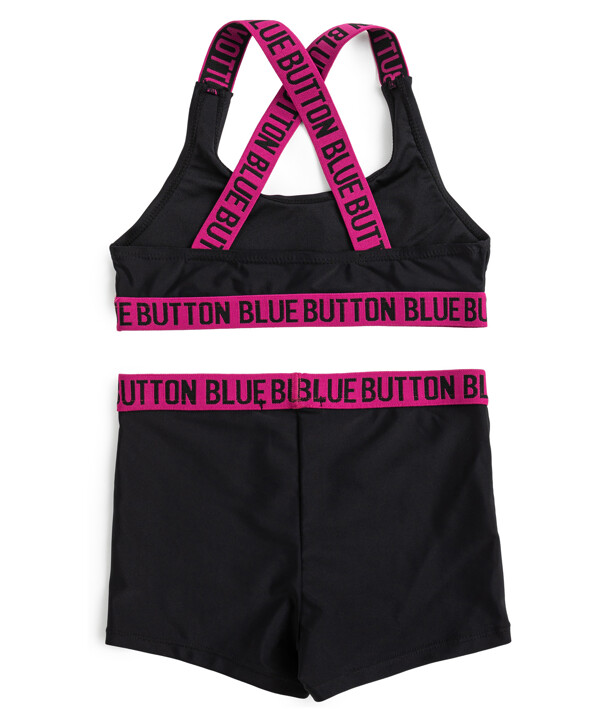 Купальник раздельный с принтом чёрный для девочки Button Blue