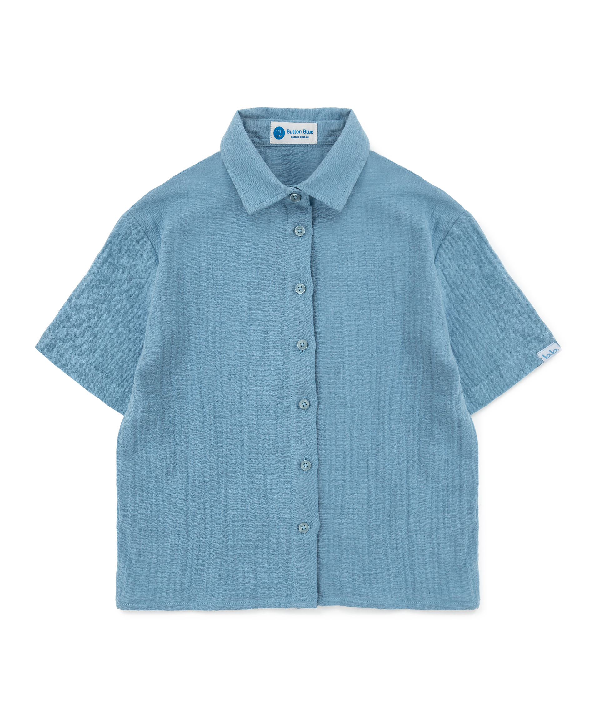 Рубашка с коротким рукавом голубая для девочки Button Blue