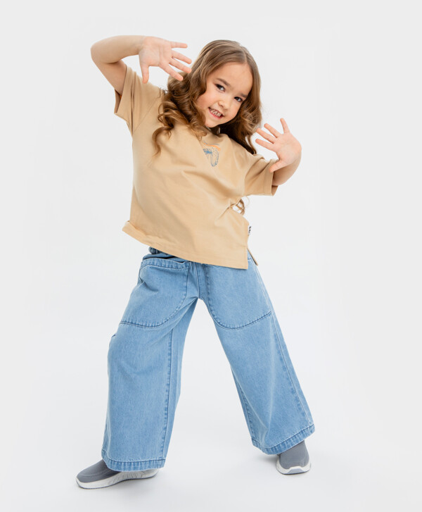 Джинсы relaxed fit голубые для девочки Button Blue
