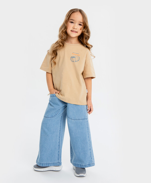 Джинсы relaxed fit голубые для девочки Button Blue