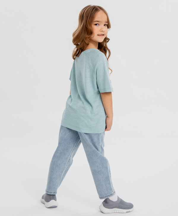 Джинсы carrot fit голубые для девочки Button Blue