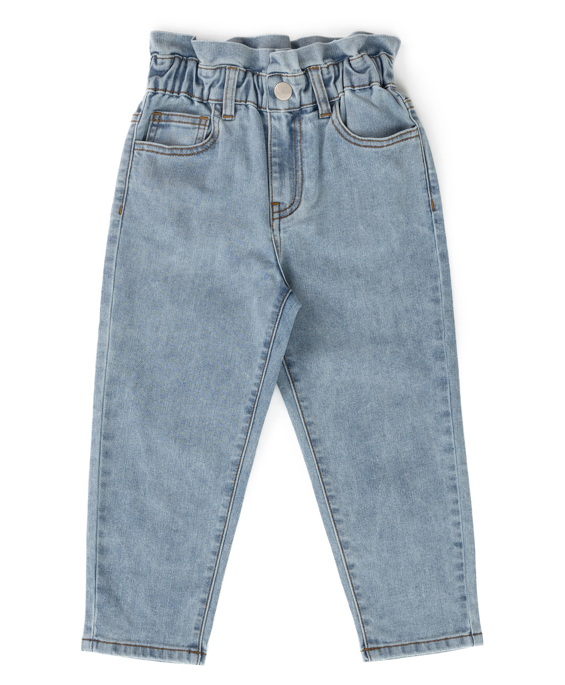 Джинсы carrot fit голубые для девочки Button Blue