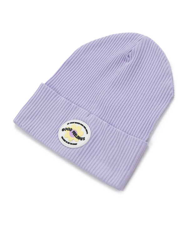Шапка бини с подворотом сиреневая для девочки Button Blue