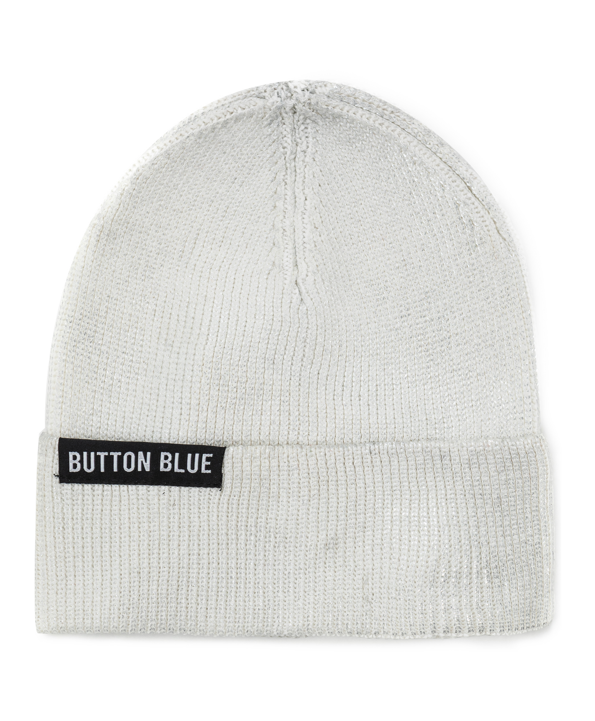 Шапка бини с подворотом и нашивкой для девочки Button Blue
