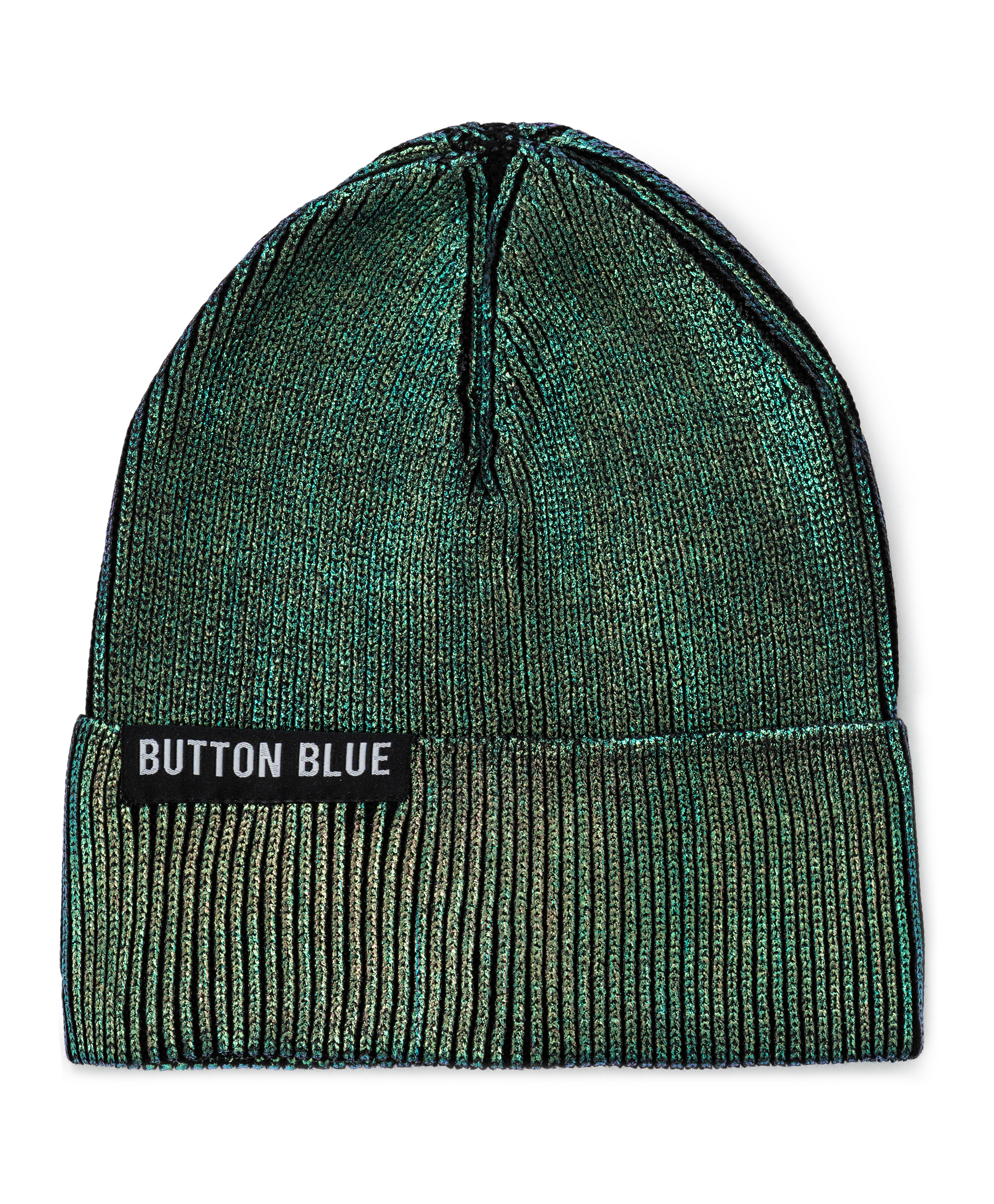 Шапка бини с подворотом для девочки Button Blue