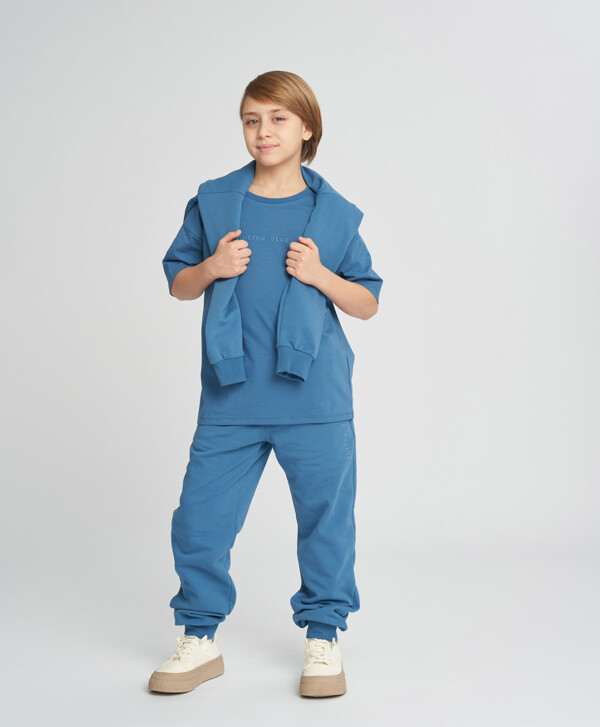 Футболка с коротким рукавом детская базовая синяя Button Blue