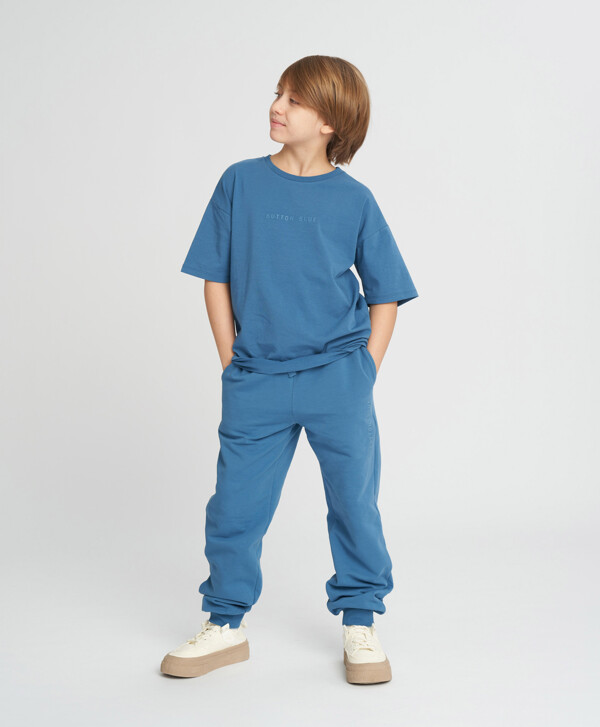 Футболка с коротким рукавом детская базовая синяя Button Blue