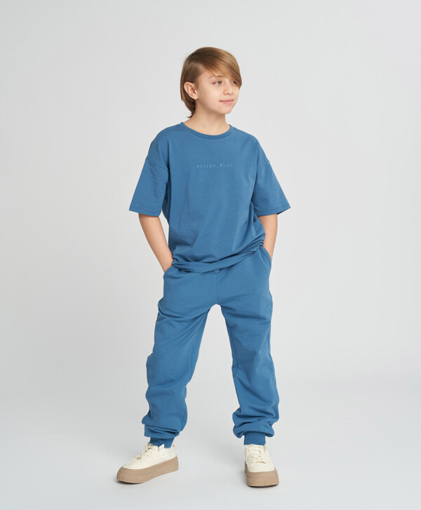 Футболка с коротким рукавом детская базовая синяя Button Blue
