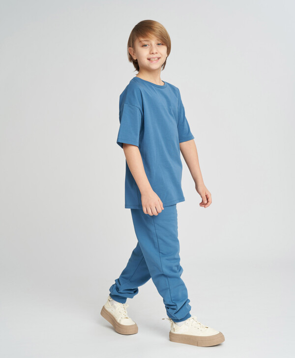 Футболка с коротким рукавом детская базовая синяя Button Blue